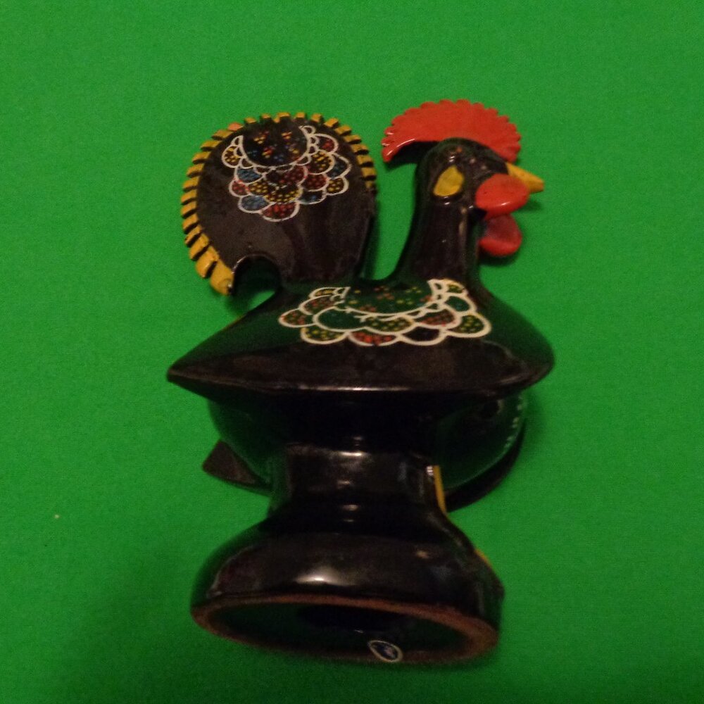 VINTAGE POTTERY ROOSTER Made In Japan Of BROWN POTTERY W COLORS